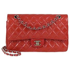 Borsa Chanel Coral Medium Classic in vernice con doppio flap