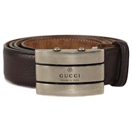Cintura con fibbia a placca Guccissima marrone cioccolato Gucci