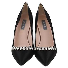 Autre Marque SJP Sarah Jessica Parker Black Crystal Embellished Pointed Toe Pumps