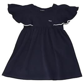 Autre Marque Chloe Kids Navy Blau Rüschenshirt Kleid