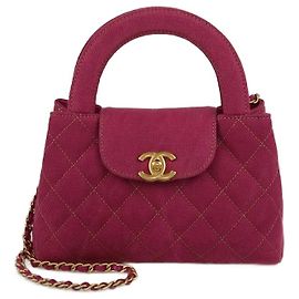 Chanel Mini Kelly Einkaufstasche aus fuchsia gestepptem Denim