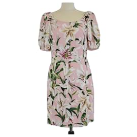 Dolce & Gabbana Pink/Multicolor Printed Lily Crepe Mini Dress