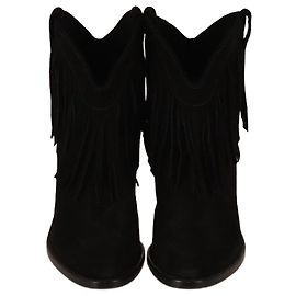 Stivaletti Neri con Frange Saint Laurent