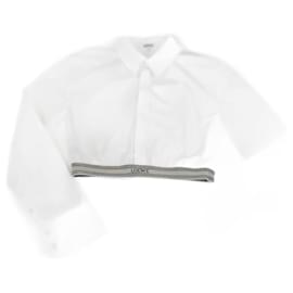 Camicia bianca cropped a maniche lunghe in popeline Loewe