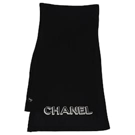 Sciarpa ricamata con logo nero Chanel