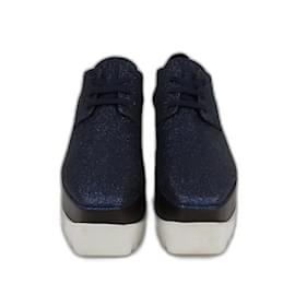 Stella Mc Cartney Stella McCartney Derby con lacci Elyse piattaforma in glitter blu