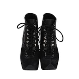 Bottines à talons compensés noires Yves Saint Laurent