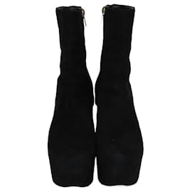 Bottines à talon compensé zippées noires Yves Saint Laurent