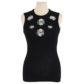 Top sin mangas negro adornado con cristales Christian Dior