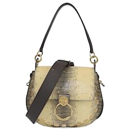 Bolso de hombro mediano Tess en serpiente de agua grabada beige/marrón de Chloe - Chloé