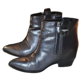 Luciano Padovan Stiefeletten Leder Schwarz Silber