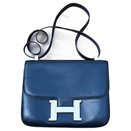 Hermès Constance Handtasche aus marineblauem Boxleder