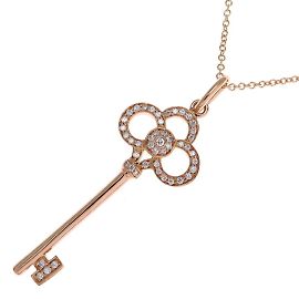 Tiffany & Co Collana con diamante chiave corona Tiffany in oro rosa 18K