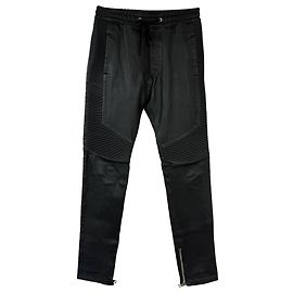 Pantalones con cordón Balmain en cuero negro