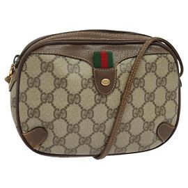 Borsa a Spalla Gucci GG Supreme Web Sherry Line PVC Beige 156 02 066 Auth bs27644