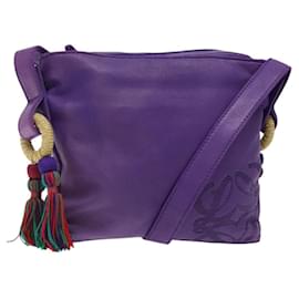 LOEWE Borsa a Spalla Anagram Pelle Viola Oro Auth bs27640