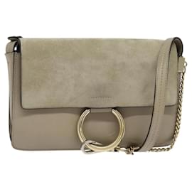 Chloé Borsa a Spalla Chloe Fay in Pelle Scamosciata Oro Beige Auth gh270