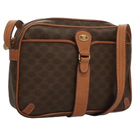 Céline CELINE Macadam Canvas Schultertasche aus PVC-Leder Braun Gold Auth ep9704