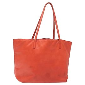 LOEWE Bolsa Tote Anagrama Cuero Naranja Oro Auth 130963