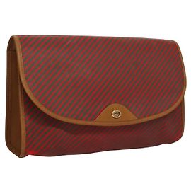 Borsa Clutch GUCCI PVC Oro Rosso 89 01 040 Auth bs27689