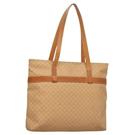 Céline CELINE Macadam Canvas Tote Bag PVC Beige Gold Auth gh363