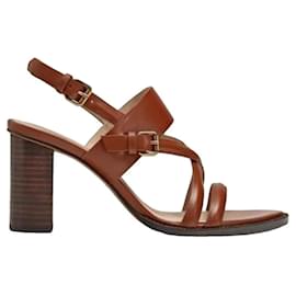 Sandalias Massimo Dutti de piel Marrón Caramelo