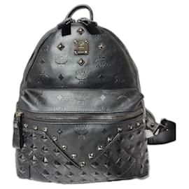 MCM PVC Monogram Nieten Rucksack Schwarz