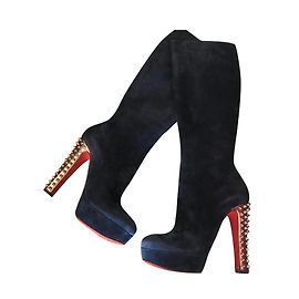 Stivali Christian Louboutin Taclou Blu Navy Pelle 38.5