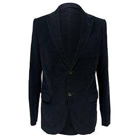 Blazer monopetto in velluto a coste nero con tasche di Gucci