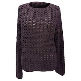Suéter de algodón morado tejido a ganchillo de Gucci