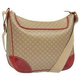 Céline Borsa a Spalla in Tela Macadam CELINE Beige Oro Auth 132148
