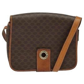 Céline Borsa a Spalla in Tela Macadam CELINE PVC Marrone Oro Auth 131356