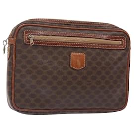 Céline Clutch in tela Macadam CELINE in pelle PVC marrone oro Auth gh359