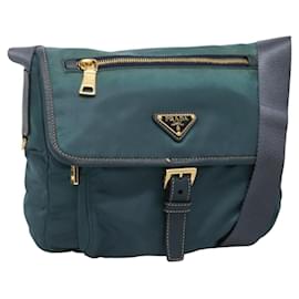 Borsa a Spalla PRADA Nylon Verde Oro Auth 131481
