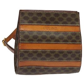 Céline CELINE Macadam Canvas Rucksack aus PVC-Leder in Braun und Gold Auth 131672