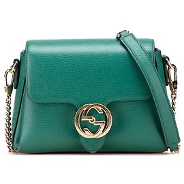 Gucci Verde Piccolo Dollar in Pelle di Vitello Interlocking G Crossbody
