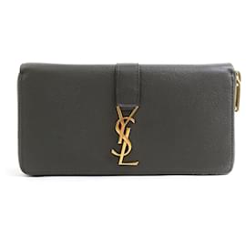 Langer Geldbeutel aus khakibraunem Leder von Saint Laurent