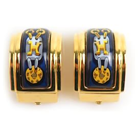 Hermes Cloisonné Metal Enamel Clip Earrings - Hermès