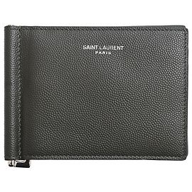 Saint Laurent Money Clip Bifold Wallet in Black Leather