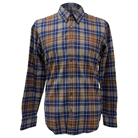 Kariertes Button-Down-Hemd von Dries Van Noten aus mehrfarbiger Wolle