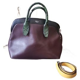 Mulberry Handtasche aus Leder Schwarz und Dunkelrot