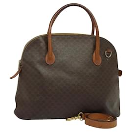 Borsa a mano in tela Macadam CELINE in pelle PVC 2 in 1 marrone oro Auth 131004 - Céline