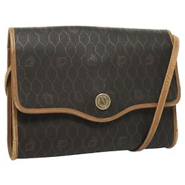 Borsa a spalla in tela a nido d'ape PVC nera e oro Christian Dior Auth ep9643