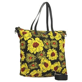 PRADA Borsa a Mano Nylon 2 vie Giallo Argento Auth 128406
