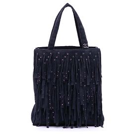 Chanel Mini Tote de Ante Púrpura con Flecos Studded