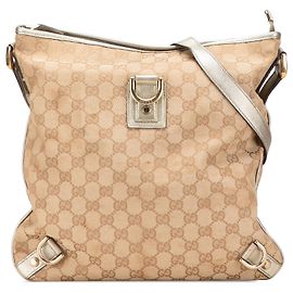 Borsa a tracolla Gucci in tela GG marrone Abbey D Ring