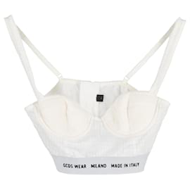 Top bustier impreso GCDS en algodón crema