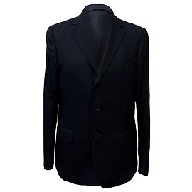 Ermenegildo Zegna Blazer blu navy in lana con dettagli di cucitura a un bottone Zegna