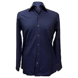Tom Ford Langarmhemd aus marineblauem Baumwollstoff
