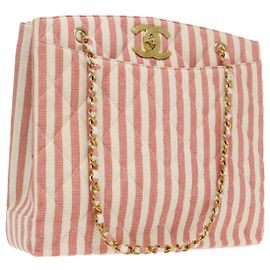 CHANEL Borsa a Spalla Matelassé in Tela Oro Rosa CC Auth 96691SM